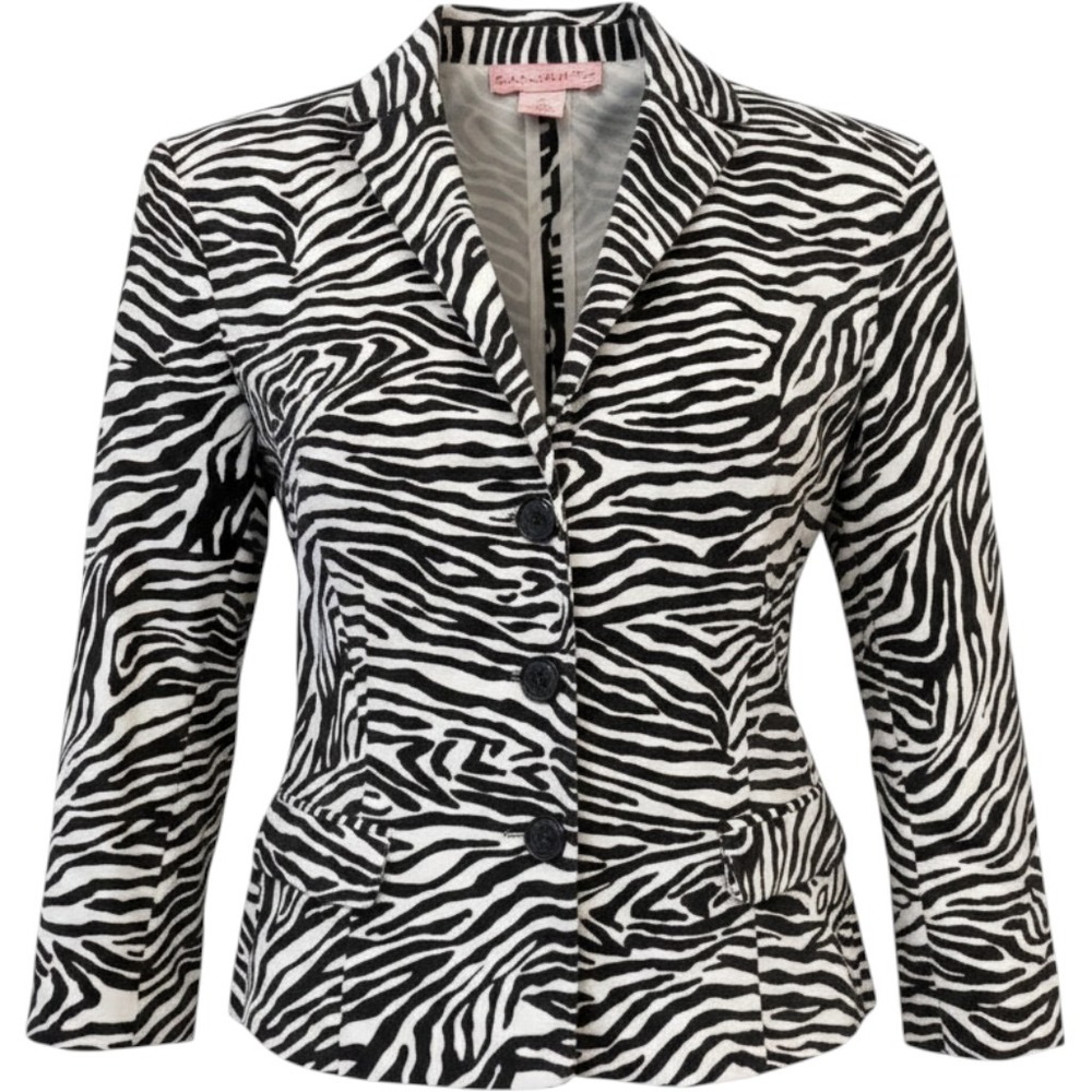 Bandolino Zebra‎ Print Stretch Blazer Jacket Black White Size 4